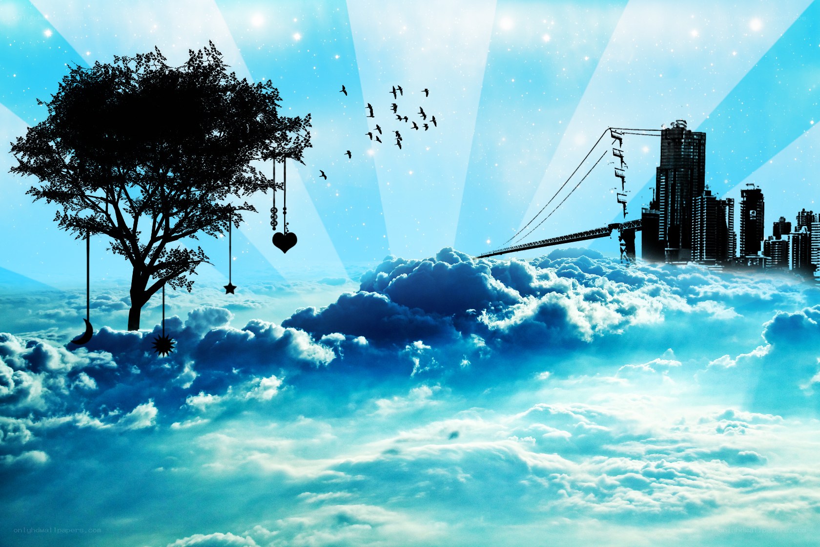dreamy city in the clouds