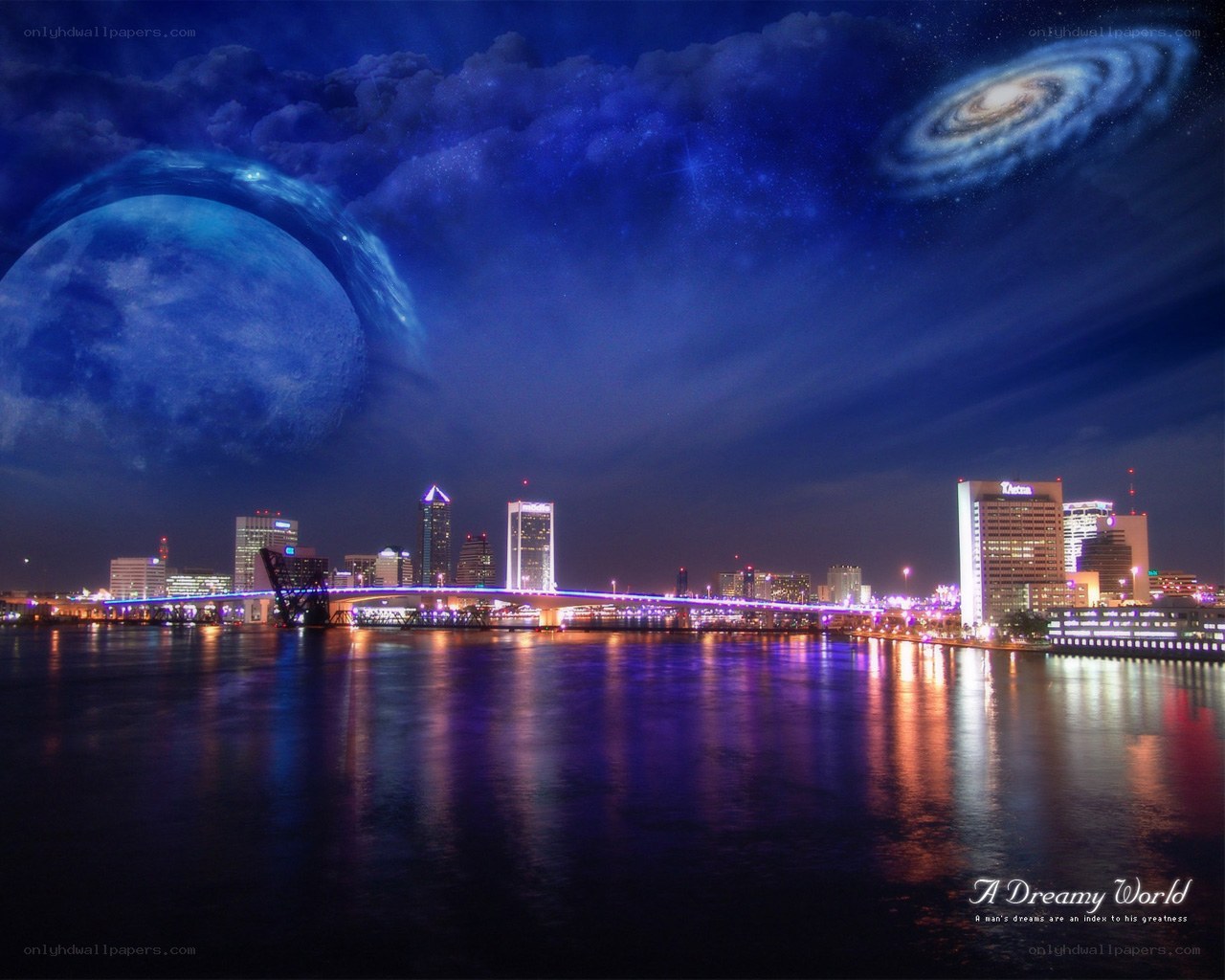 Dreamy cityscape at night