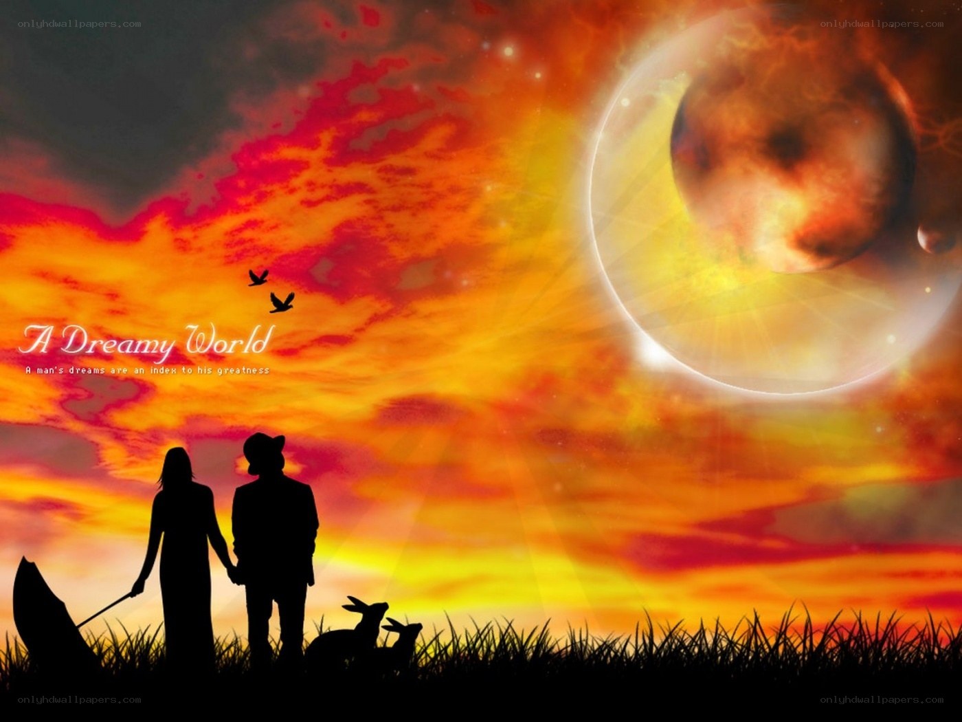 Dreamy couple silhouette