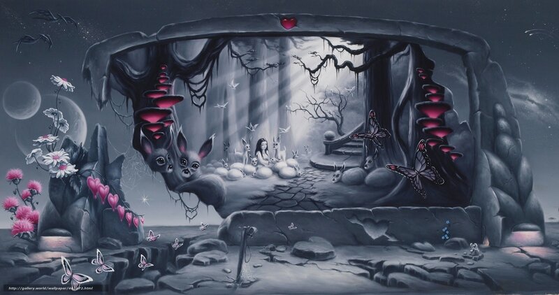 Dreamy fantasy cave scene
