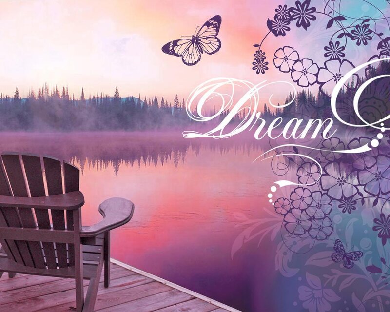 Dreamy lake sunset scene