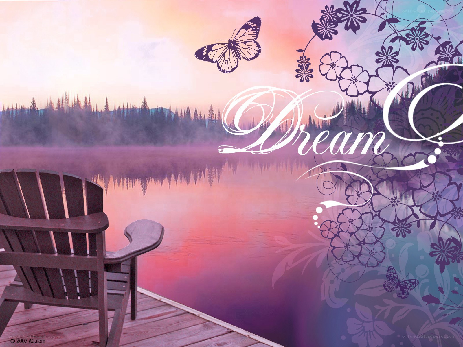 Dreamy lake sunset scene