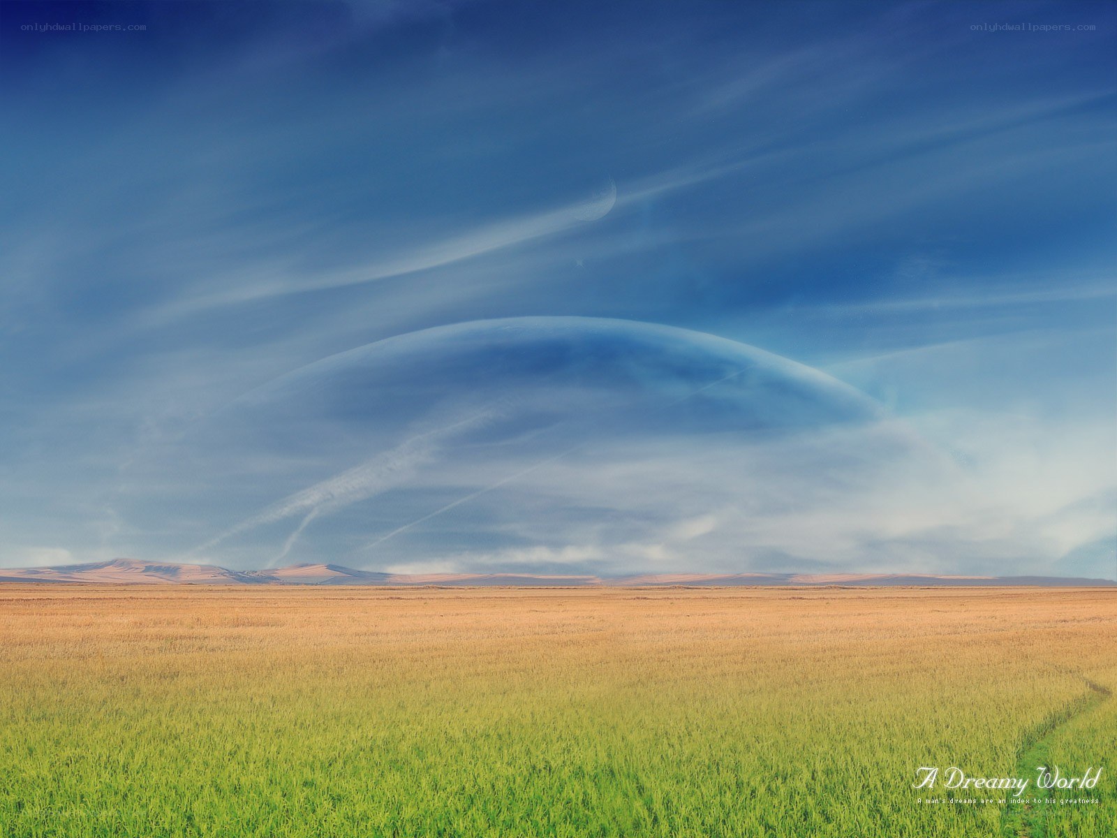 Dreamy landscape with alien planet