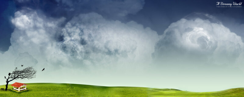 Dreamy landscape with storm clouds