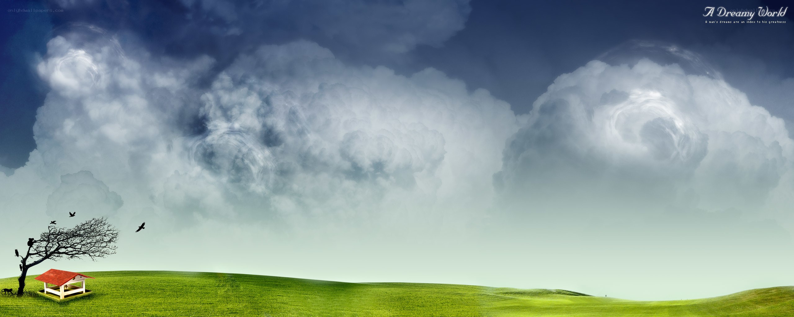 Dreamy landscape with storm clouds