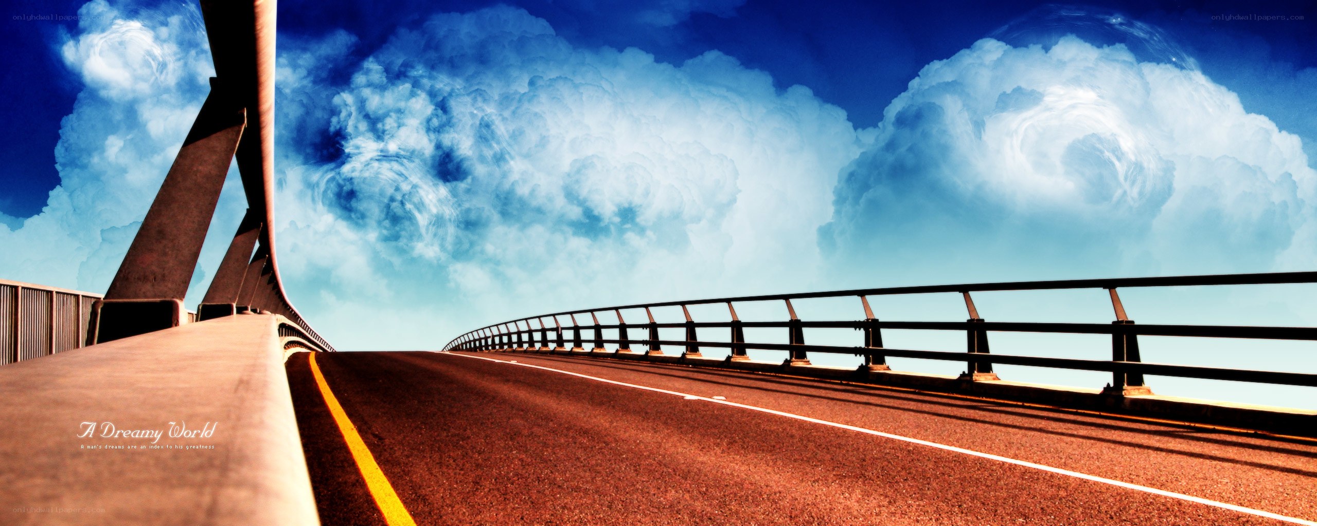 Dreamy road under cloudy sky