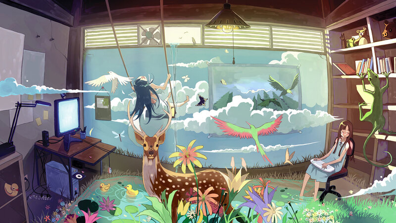 Dreamy room with animals and nature