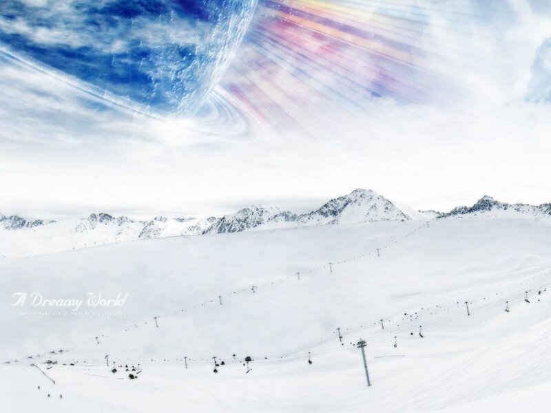 Dreamy snowy mountain world