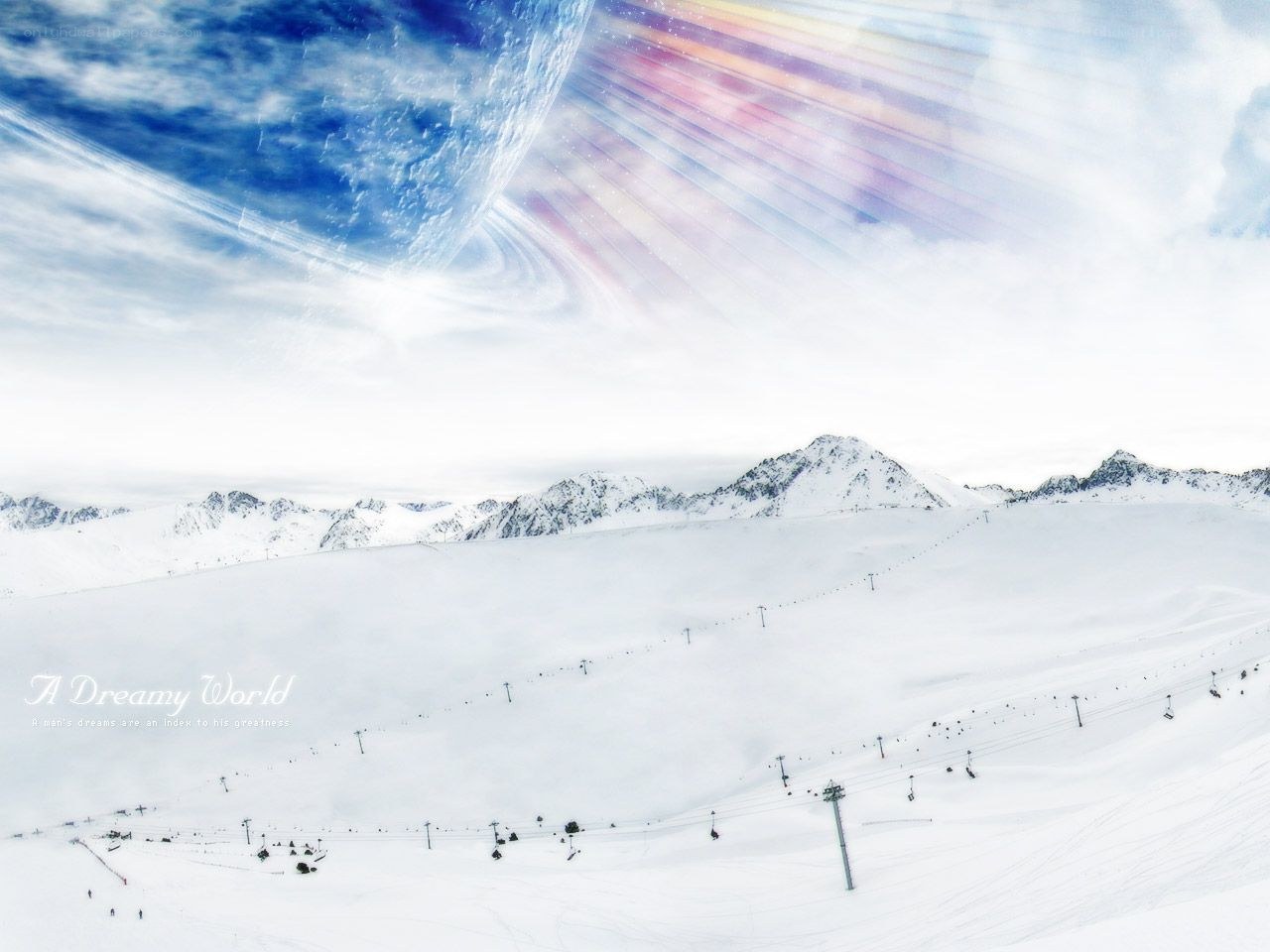 Dreamy snowy mountain world