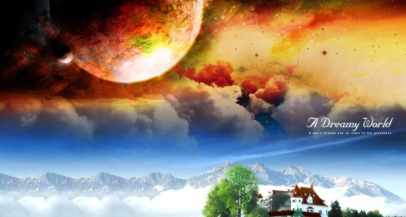 Dreamy World Landscape — Blue