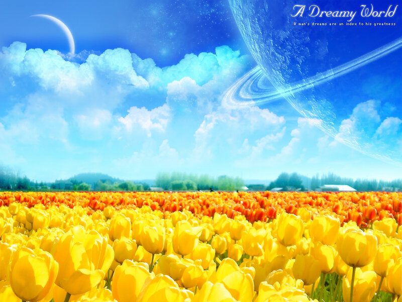 Dreamy world with tulips