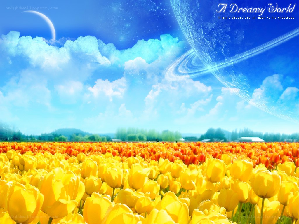 Dreamy world with tulips