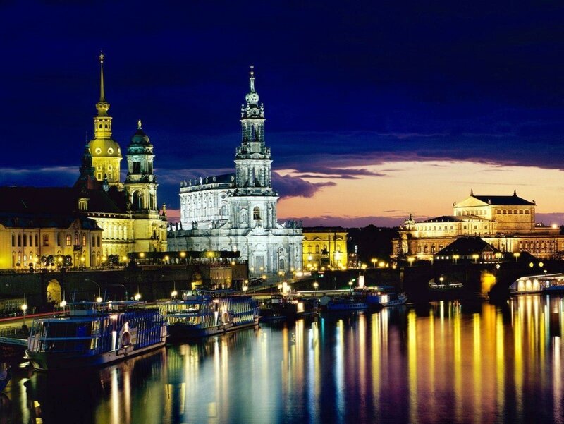 Dresden Cathedral at Night — Blue