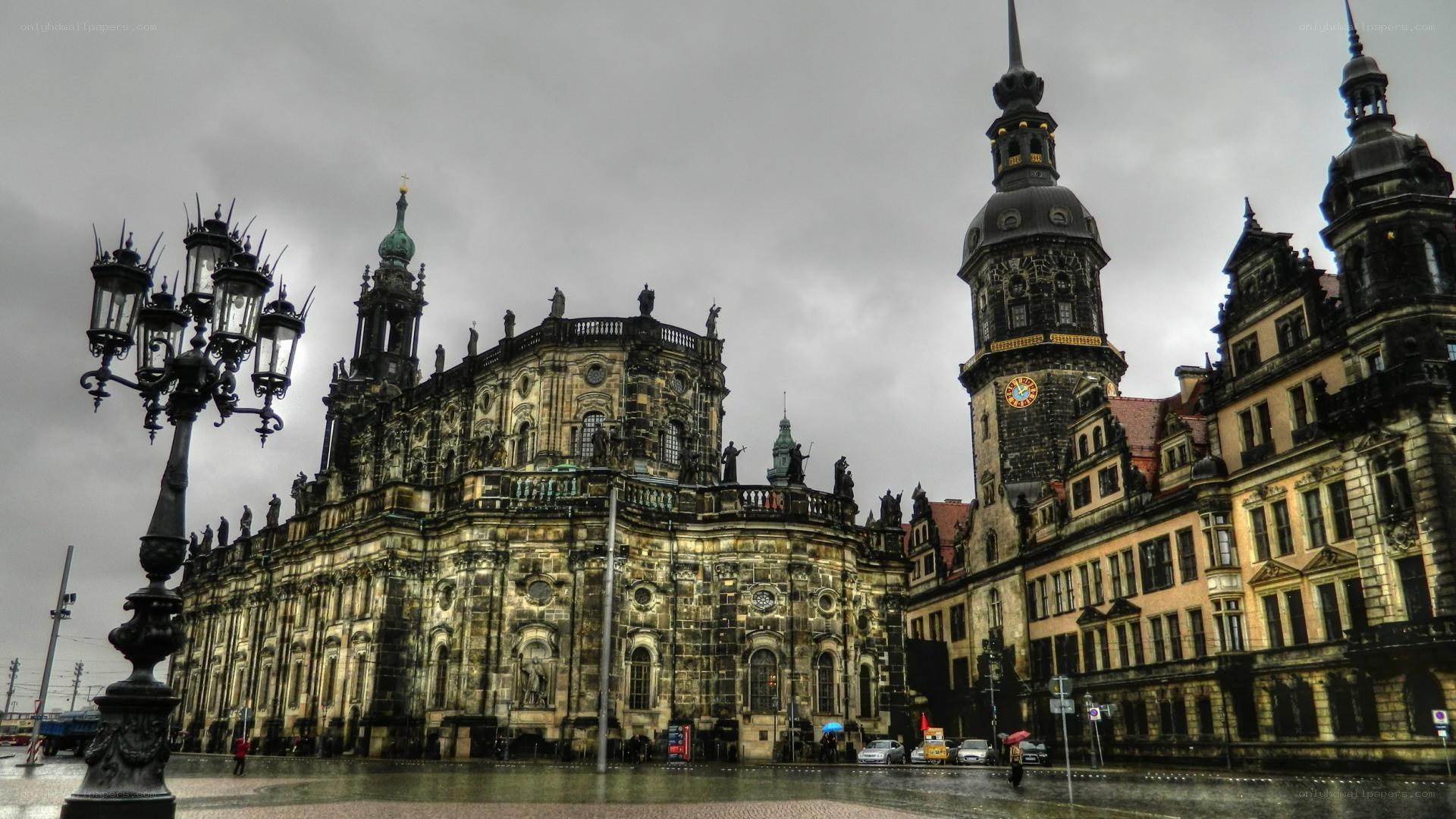Dresden Cathedral on a rainy day