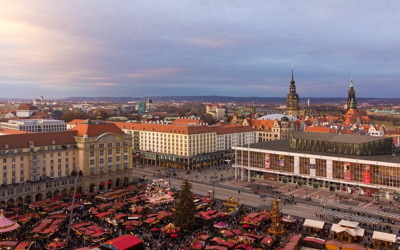 Dresden Christmas market aerial view