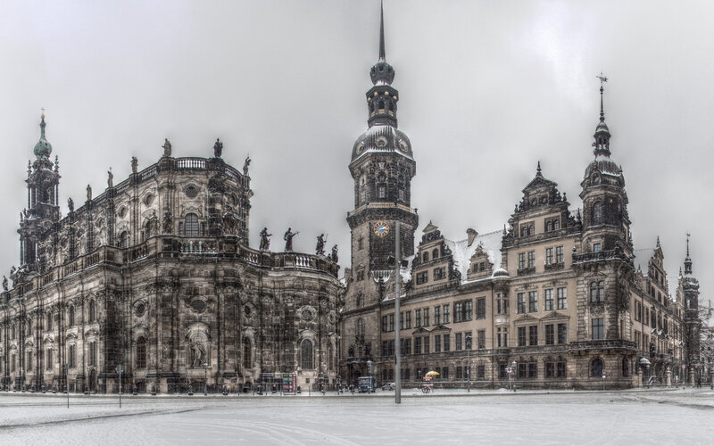 Dresden city hall in winter