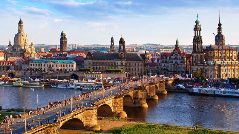 Dresden Cityscape — Blue, Serene