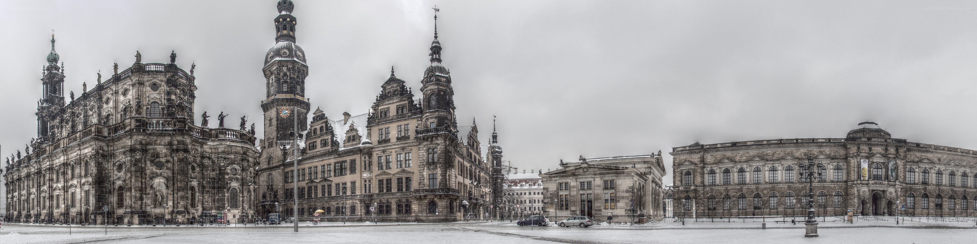 Dresden cityscape in winter