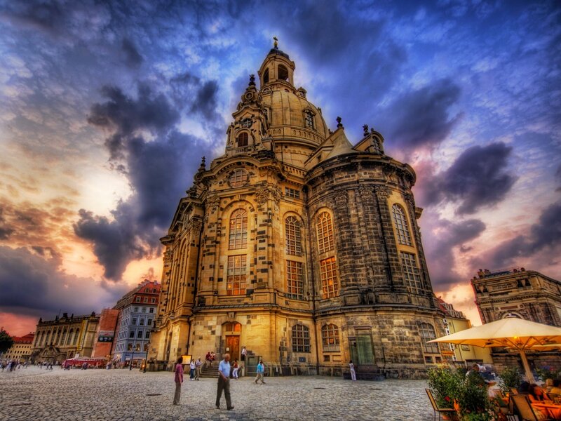 Dresden Frauenkirche — Blue, Dramatic, Sunset, Photograph