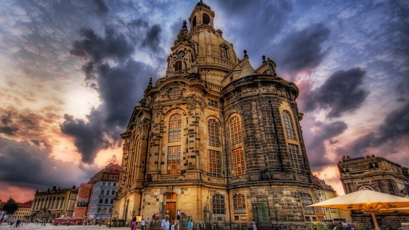 Dresden Frauenkirche — Blue, Dramatic, Sunset