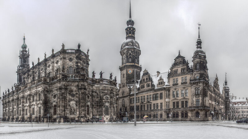 Dresden's historic city center in winter