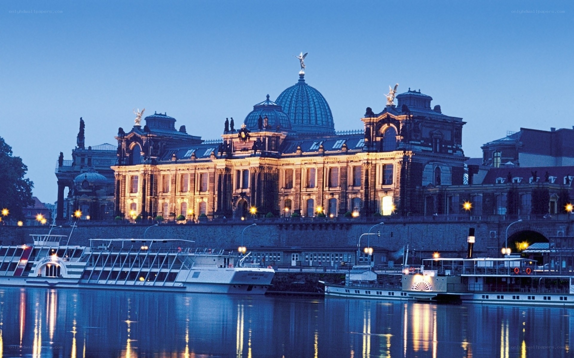 Dresden's Zwinger Palace at dusk