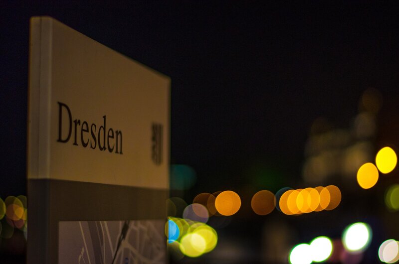 Dresden Sign at Night