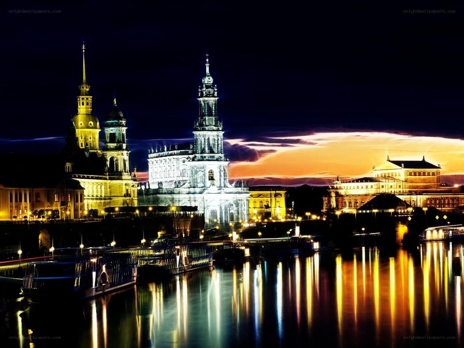 Dresden skyline at dusk