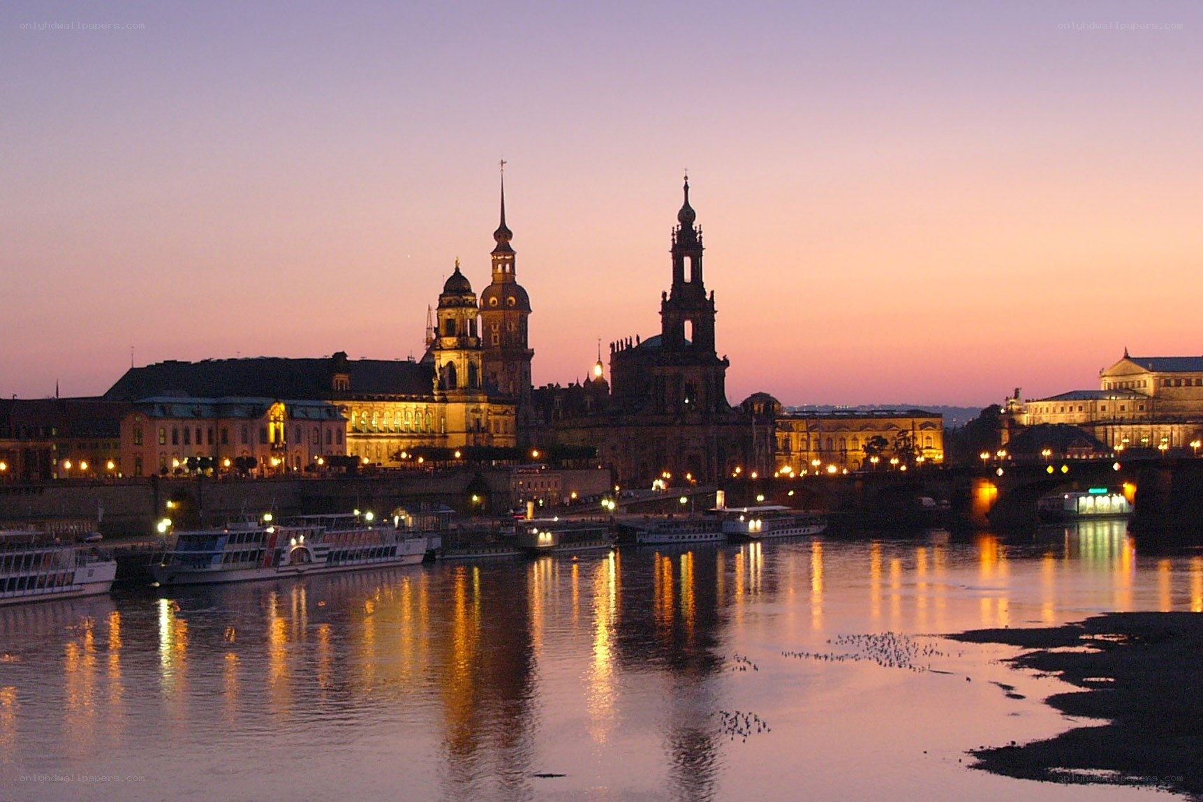 Dresden skyline at dusk