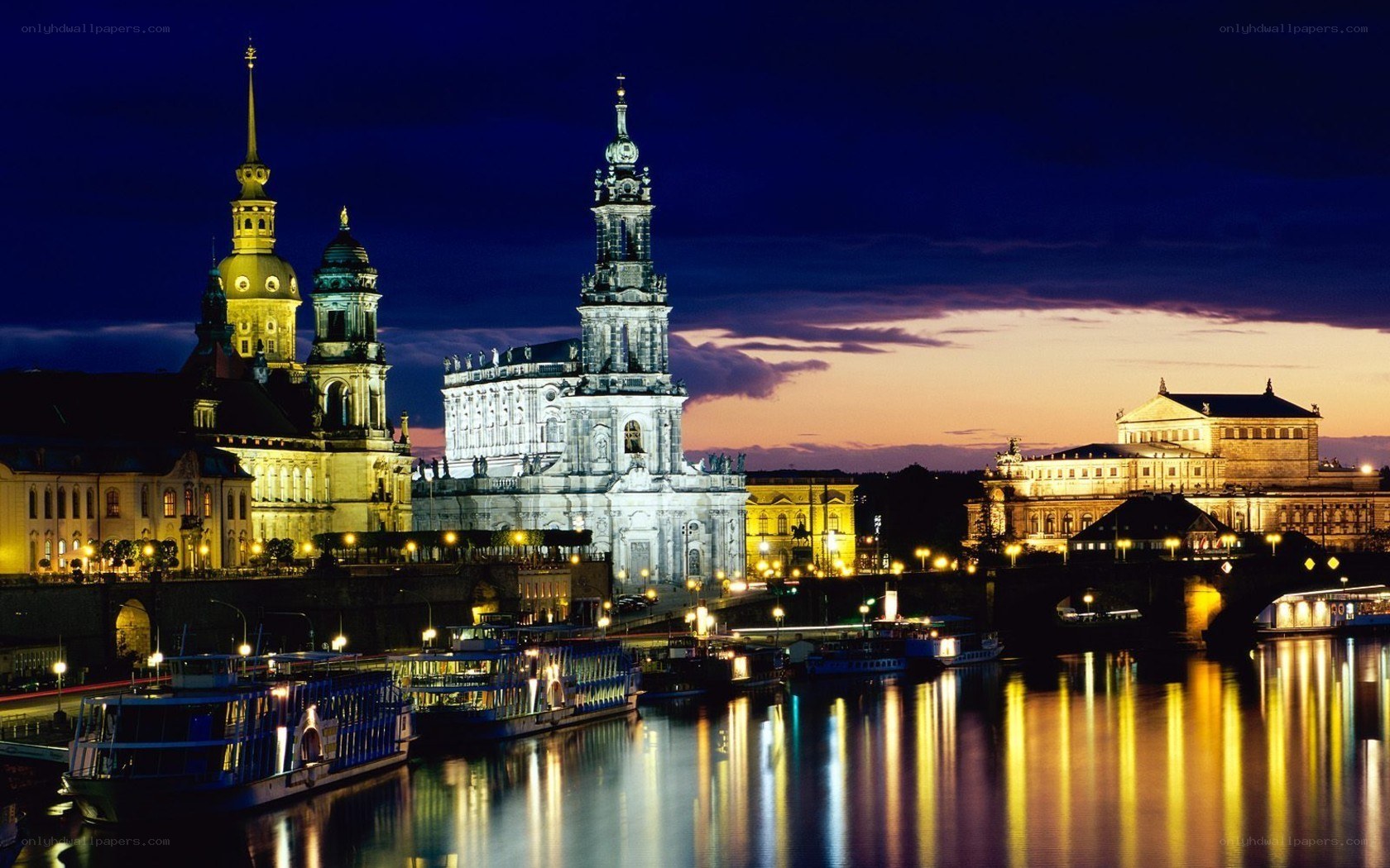 Dresden skyline at dusk