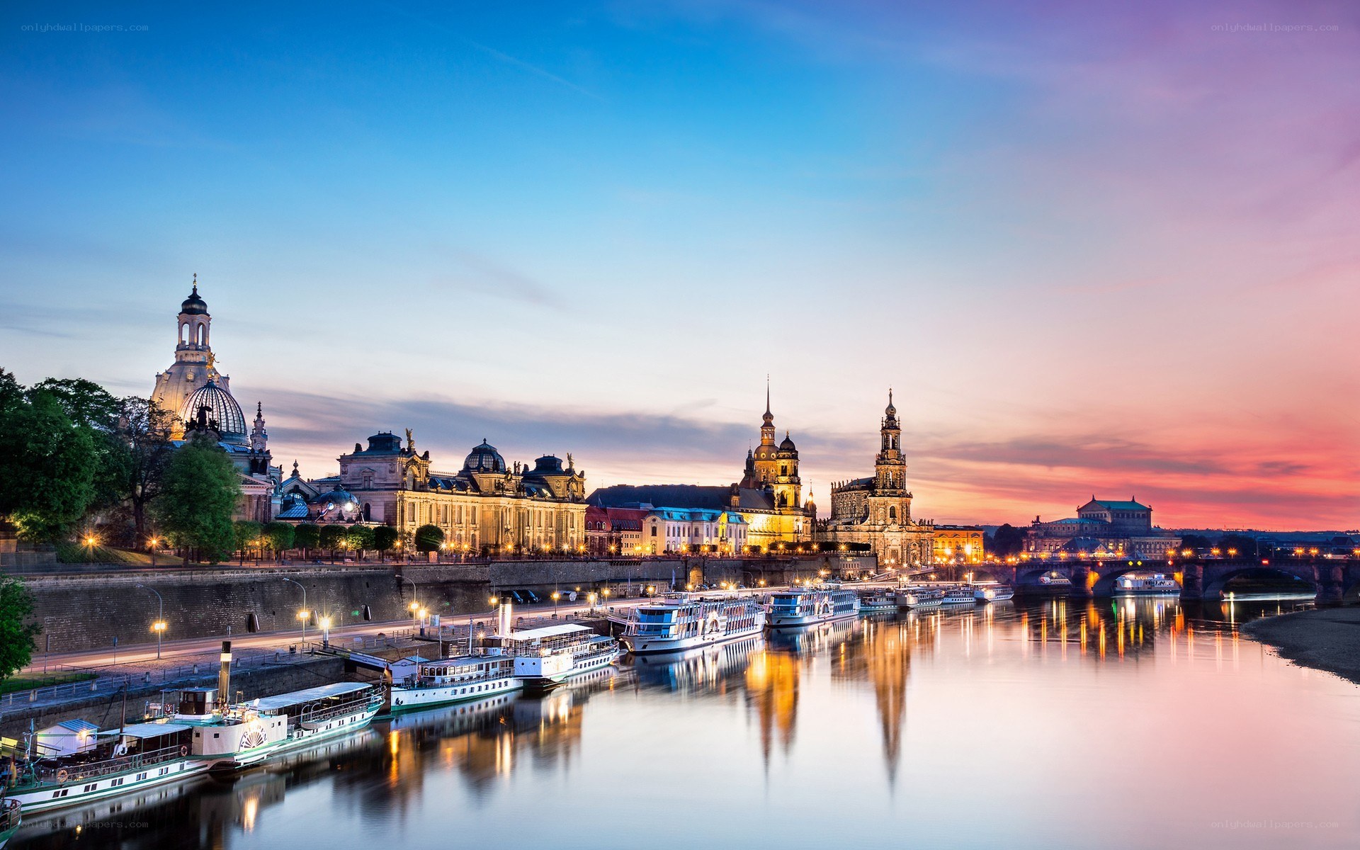 Dresden skyline at dusk