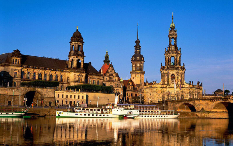 Dresden Skyline at Dusk — Blue, Serene