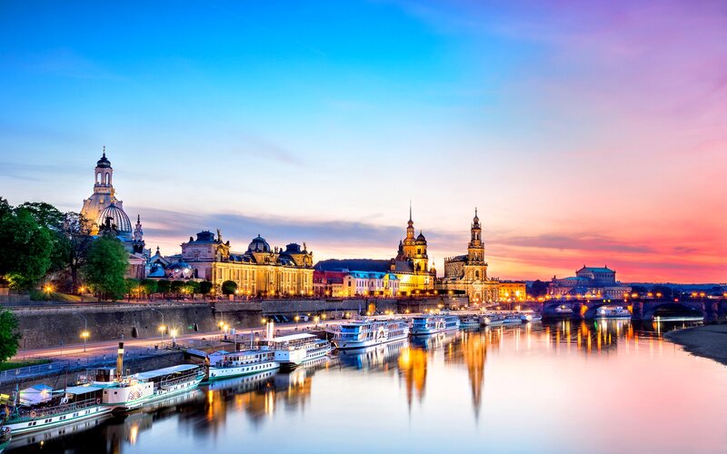 Dresden Skyline at Dusk — Blue