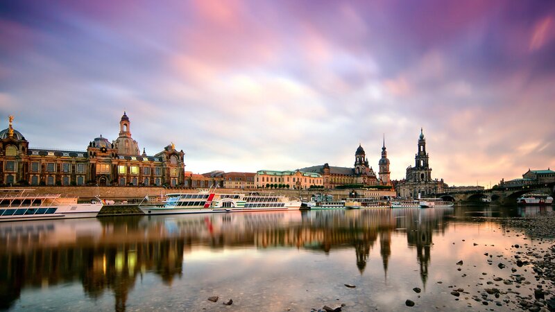 Dresden Skyline at Dusk — Purple, Serene, Sunset