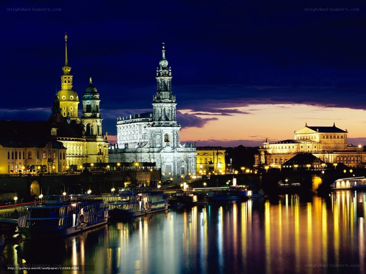 Dresden skyline at dusk