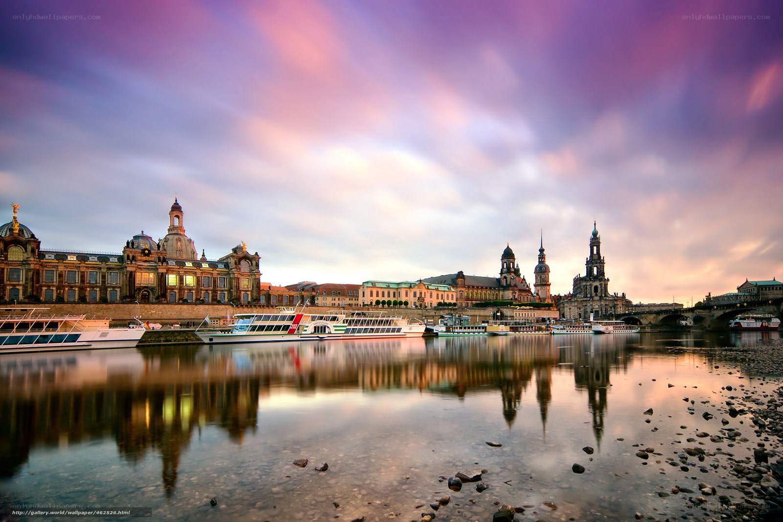 Dresden skyline at sunset