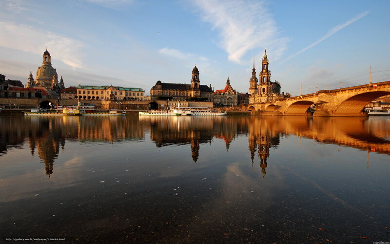 Dresden Skyline at Sunset — Blue