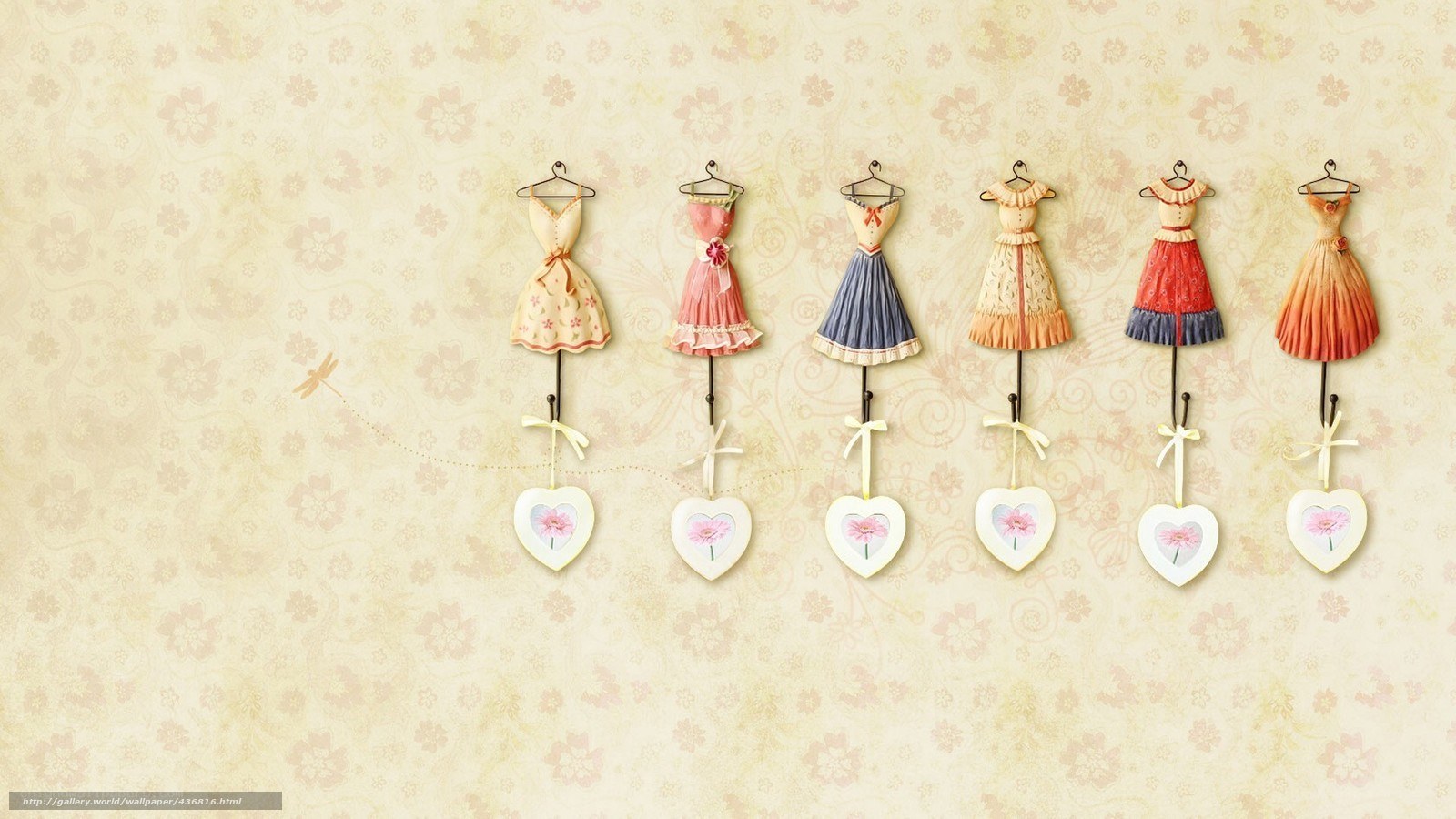 Dresses on hangers with hearts