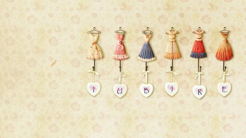 Dresses on Wall Hooks — Beige
