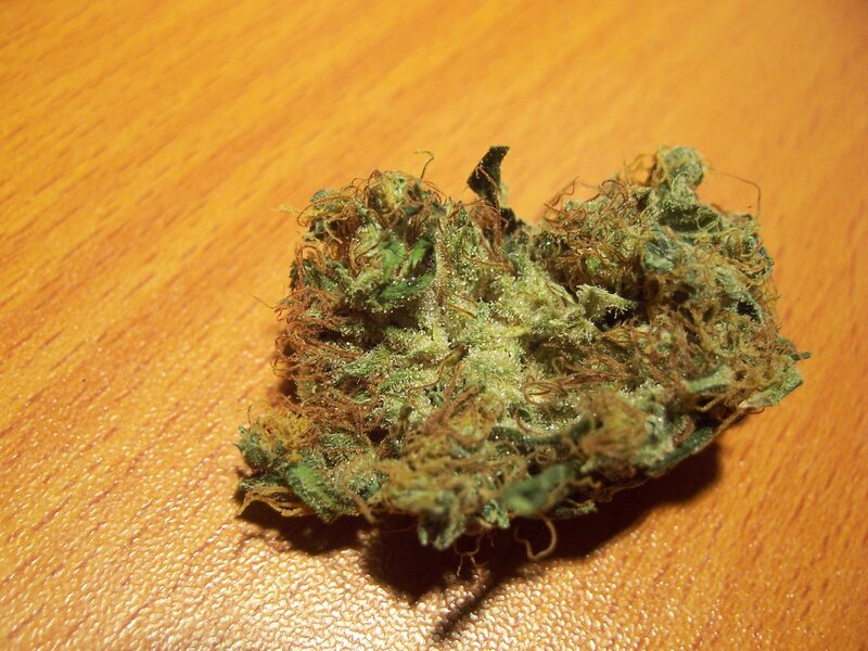 dried cannabis bud on wood