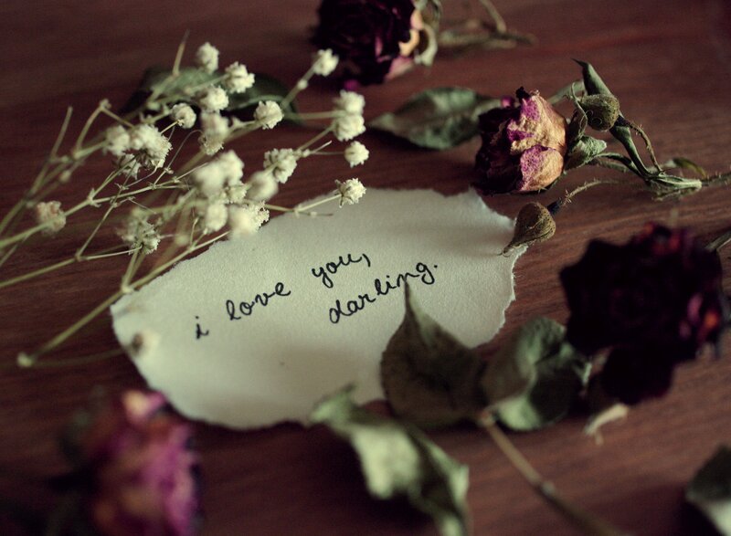 Dried Flowers and Note