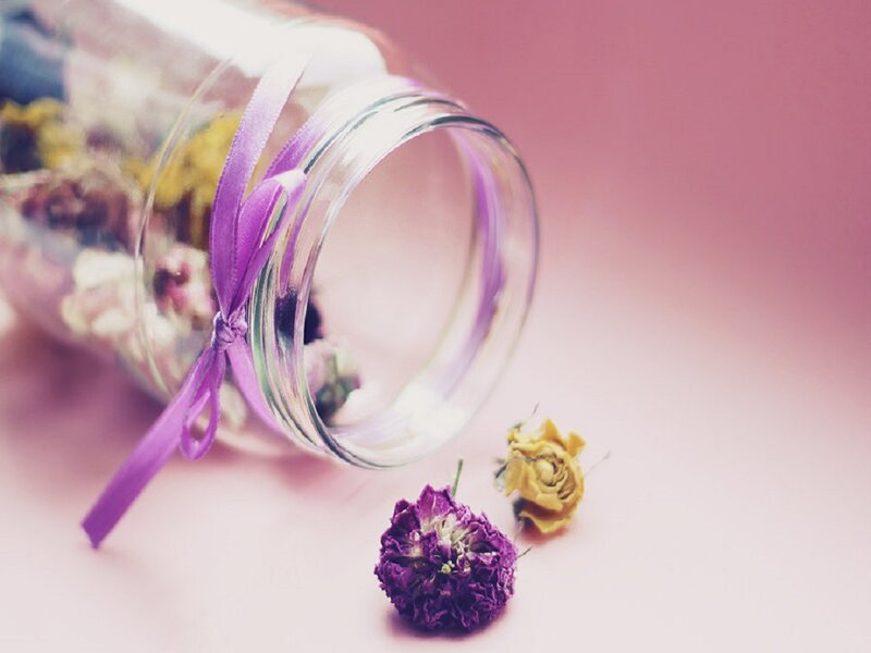 Dried Flowers in Jar — Pink