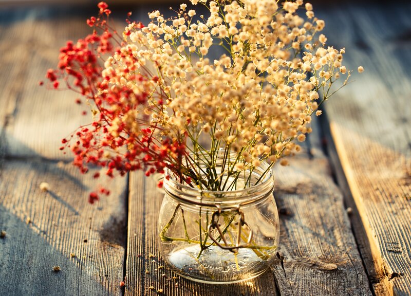 Dried Flowers in Jar — White