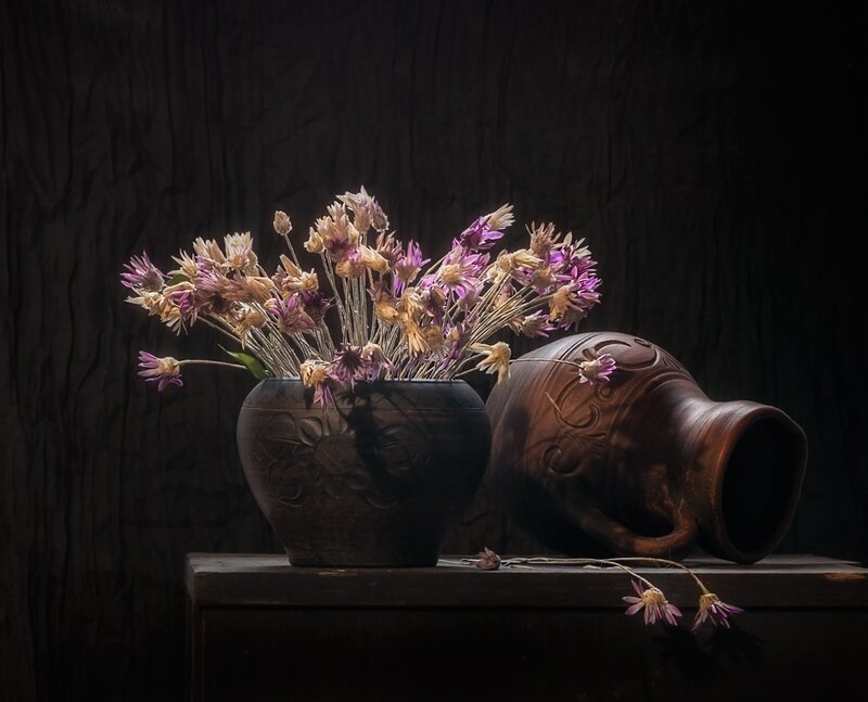 Dried Flowers in Vase — Brown