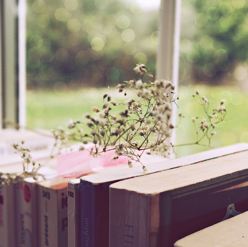 Dried Flowers on Books