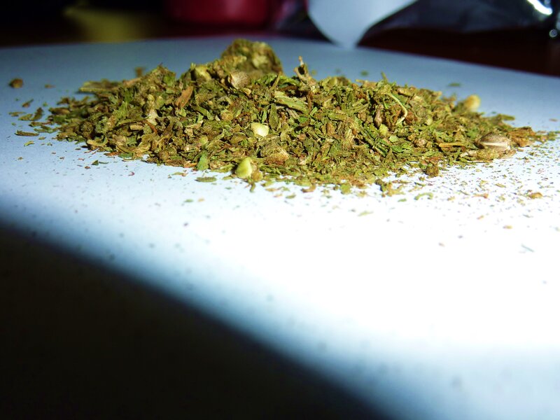 dried herb pile on surface