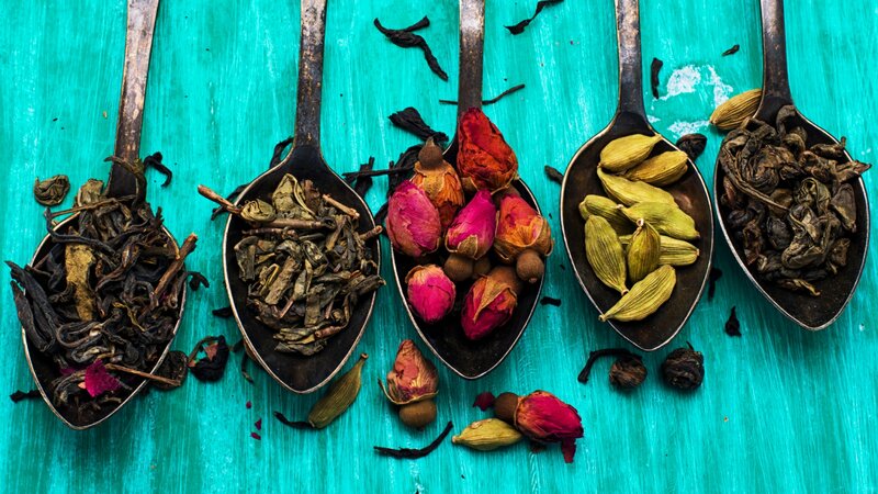 Dried Herbs in Spoons