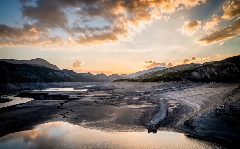 Dried Lakebed at Sunset