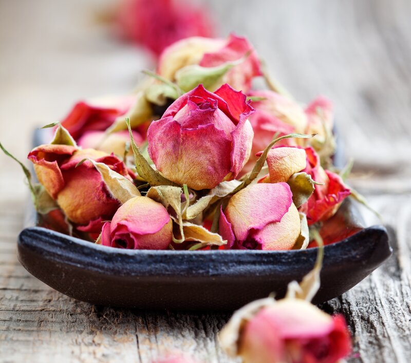 Dried Rose Buds in Bowl