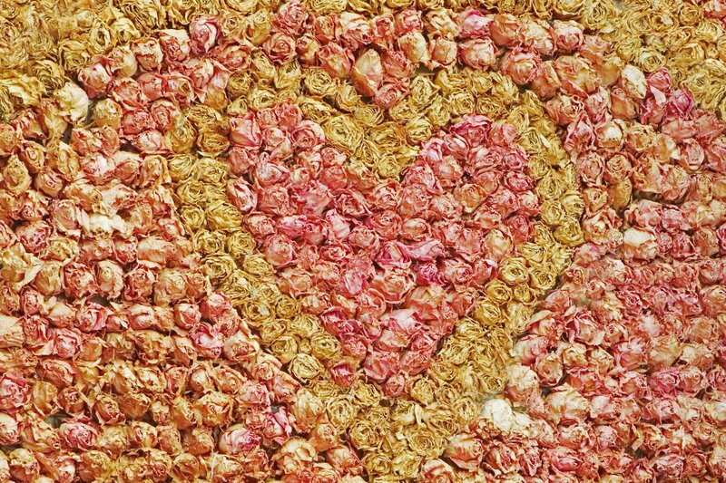 Dried rose heart pattern